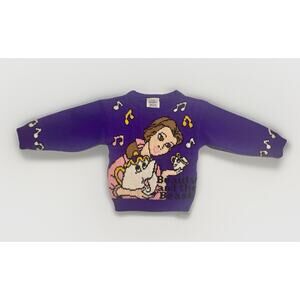 VTG Beauty & Beast Sweater 18 Mos Purple Disney by Jet Set Princess Belle Chip